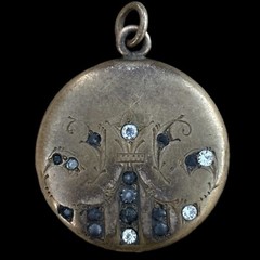 Antique Victorian 1880s Rhinestone Gold Filled Photo Locket Monogram “C” W&H Co