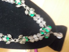 SIGNED STERING H&H NECKLACE GREEN GRAPE LEAFS