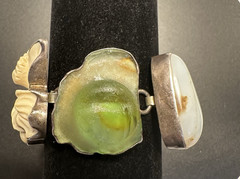 Rebecca Collins Sterling Silver Chunky Bracelet Large Stones, Pearl, Flower 8″