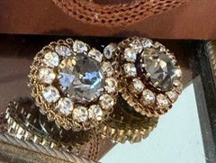 Vintage Austria prong set rhinestone cluster clip earrings