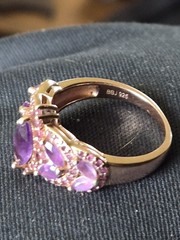 BBJ 925 Silver gold plated purple amethyst stones woman’s size 8