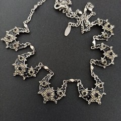 VTG VCLM Necklace Black Gothic Victorian Revival Statement Cocktail Romantic Box