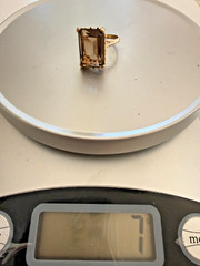 Vintage Mid Century 10K Yellow Gold Large Smoky Quartz Cocktail Ring 7g