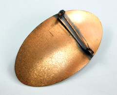 Vintage Solid Copper Poodle Dog Oval Brooch Pin High Relief 2 5/8″ Long