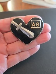 Antique Adjuntant General Sword Heart Lapel Pin Pendant