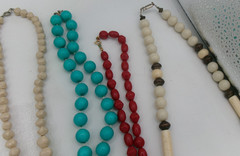 Vintage Beaded Lucite Resin Plastic Satin Metal Chunky 11 Necklace Assorted Lot