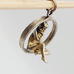 Modernist Woman Thinker Dimensional Figure in Circle Vintage Pendant Charm