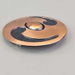 Vintage Copper Bell Brooch Southwest Round Black Inset Ying Yang 2″