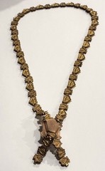 VICTORIAN GOLD Filled Book Chain Hard Stone CAMEO NECKLACE