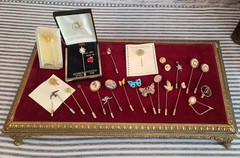 Lot of 24 Vintage Stick Pins ~ Butterfly Dogwood Bird Kangaroo ~ Some cases too