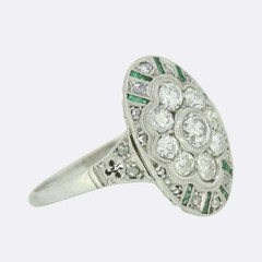 2Ct Art Deco Style Lab Created Diamond & Emerald Wedding 14K White Gold FN Ring
