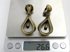 Vintage Donna Karan Brass Tone Metal Clip on Earrings DK Co Hallmark