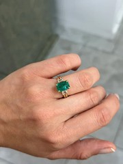 Art Deco 3.80Ct Natural Emerald Vintage Wedding Ring Set 14K Yellow Gold FN