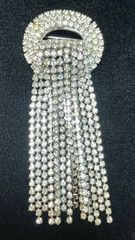 VTG KRAMER OF NEW YORK RHINESTONE WATERFALL TASSEL STATEMENT BROOCH PIN 3-7/8″ L