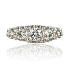 Art Deco Style Round Cut Lab Created Diamond Vintage Engagement 14K Gold FN Ring