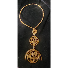 Vintage 70s Gold Necklace Spiral Disc Cascade Ancient Greek Style