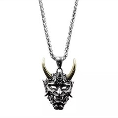 Halloween Vintage Necklace Ghost Face Pendant Zinc Alloy Men Women 45+5cm
