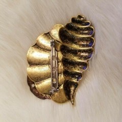 Vtg Nautical Brooch Starfish Sand Dollar Seashell Beach Leaf Art to Wear 2819