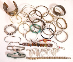 Vintage bracelets. Mixed metals. bangle, cuff, stones, beads. You get all 27