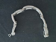 Antique Art Deco Pot Metal Paste Rhodium Plated Bracelet & Safety Chain 1920s