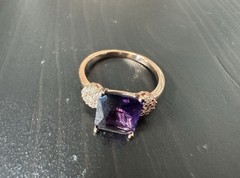 585 14K RG Stamped Rose Gold Indigo Crystal Floral Gem Size 7 Ring