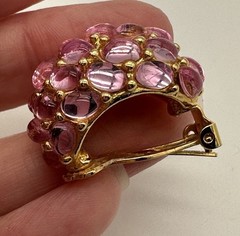 VTG SIGNED KJL KENNETH JAY LANE FAUX PINK JELLY BELLY CLIP ON EARRINGS NICE!