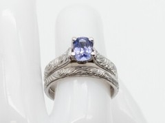 $7K Scott Kay 1.62ct Cert Blue NO HEAT Sapphire Diamond 19k White Gold Ring SET