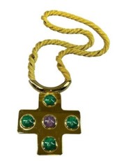 Vintage Lanvin Paris Gold Tone Cross Necklace 29 Inches Long with 4 Inch Pendant