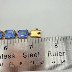 Vtg Blue Stone Tennis Bracelet Gold Over Sterling Silver Thailand UTC QVC Design