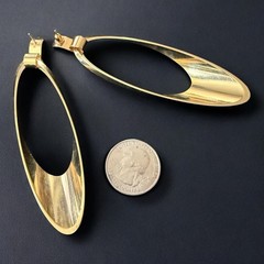 Large Earrings Vintage 1980s Oversized Gold Tone Sculptural Pierced