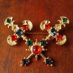 Vintage Palace Antique Color Treasure Brooch Colorful Gems Pearl Brooches Party