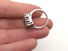 Vintage Sterling Silver UNCAS Art Deco Green Rhinestone Rectangle Cocktail Ring