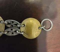 WWII Trench Art French Franc Coin Bracelet 1921 1922 1939 1941 Vintage Jewelry