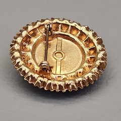 Vintage Rhinestone Brooch Round Domed 1 3/8″