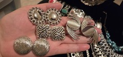 Vintage Mod Silvertone Jewlery Lot Of 37. 5LBS+.17 Signed Monet Avon…