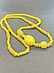 VINTAGE CZECH YELLOW GLASS BEADS NECKLACE 39 1/2 CM