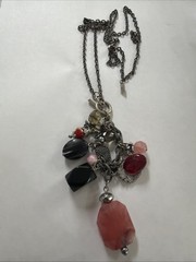 J.Jill Gun Metal Necklace 13 Charms Moon Star Chain Whimsical Statement—-(R)