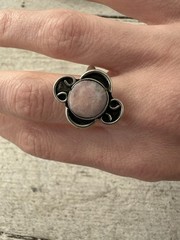 Vintage Adjustable Pink Quartz Scroll Work Ring