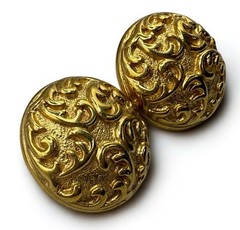 Vintage Gold Tone Ornate Victorian Revival Ornaments Circles Earrings