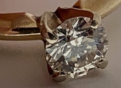 Vintage Solid 14k Yellow Gold Diamond Ring Estate, Natural Diamond, Antique 0.68