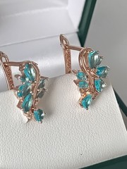 Vintage 1990-s 14 Ct Rolled Gold Aquamarine Zircons Earrings – Hallmarked 585 RG