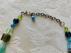 Art Glass Necklace Blue Green Mold Dichroic Glass Faux Acrylic Turquoise Bead 20