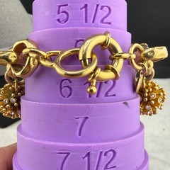 Vintage J Crew Bracelet Pom Pom Gold Tone Rhinestone 6.5”