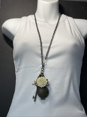Vintage Plunder Key Locket And Pearl Necklace BOHO 30in Chain