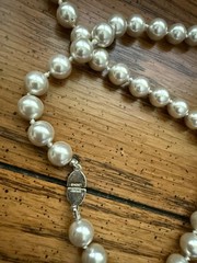 Monet Hand Knotted Glass Pearl Necklace 30″ Lot of 2 Vintage