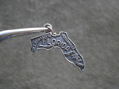 Florida State Map Vintage Sterling Silver Bracelet Charm Pendant 1.1g