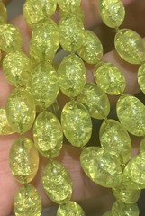 Vintage Lime Green Lucite Bead Long Necklace Single Strand 53”