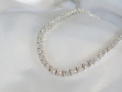Vintage Sterling Silver 925 Cubic Zirconia Tennis Necklace Fits 18″