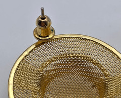 Vintage Gold Tone Mesh Hat Earrings Floral Bow Figural Stud 30mm