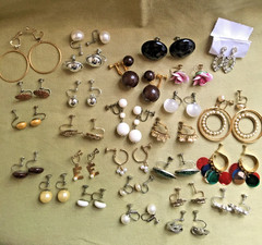 SCREWBACK EARRINGS – LARGE LOT – Vintage – Varied Styles – All Nice – Lot #5